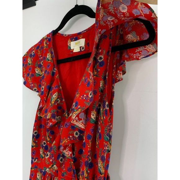 NWOT Anthropologie Rosalia Wrap Dress by Maeve Size 8 Red Ditsy Frill 6388 - Picture 11 of 16